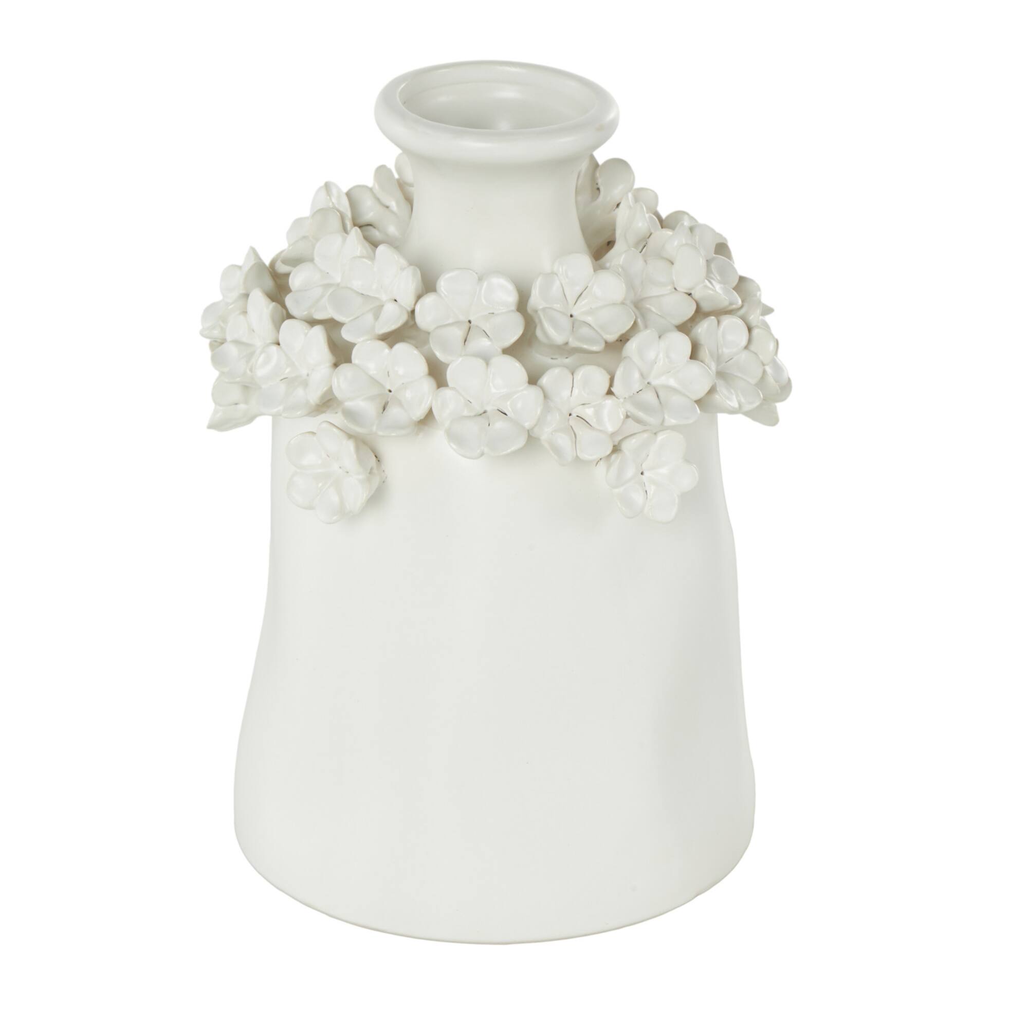 9" White Flower Decorative Ceramic Vase